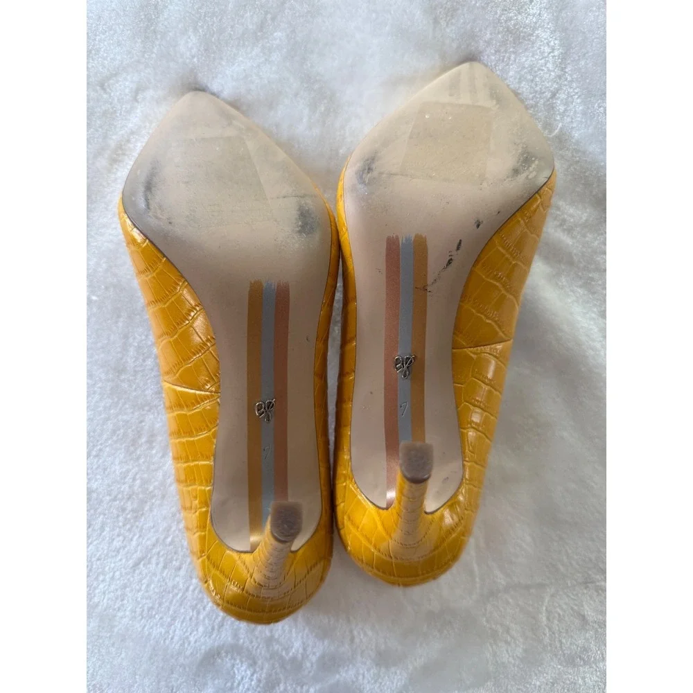 Sam Edelman Yellow Pointed Toe Sz 7 Pumps Heels Indie Sexy Office Siren